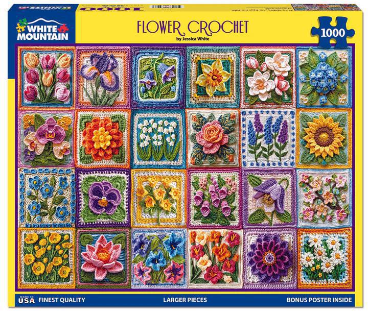 White Mountain Jigsaw Puzzle | Flower Crochet 1000 Piece White Mountain Jigsaw Puzzle | Flower Crochet 1000 Piece
