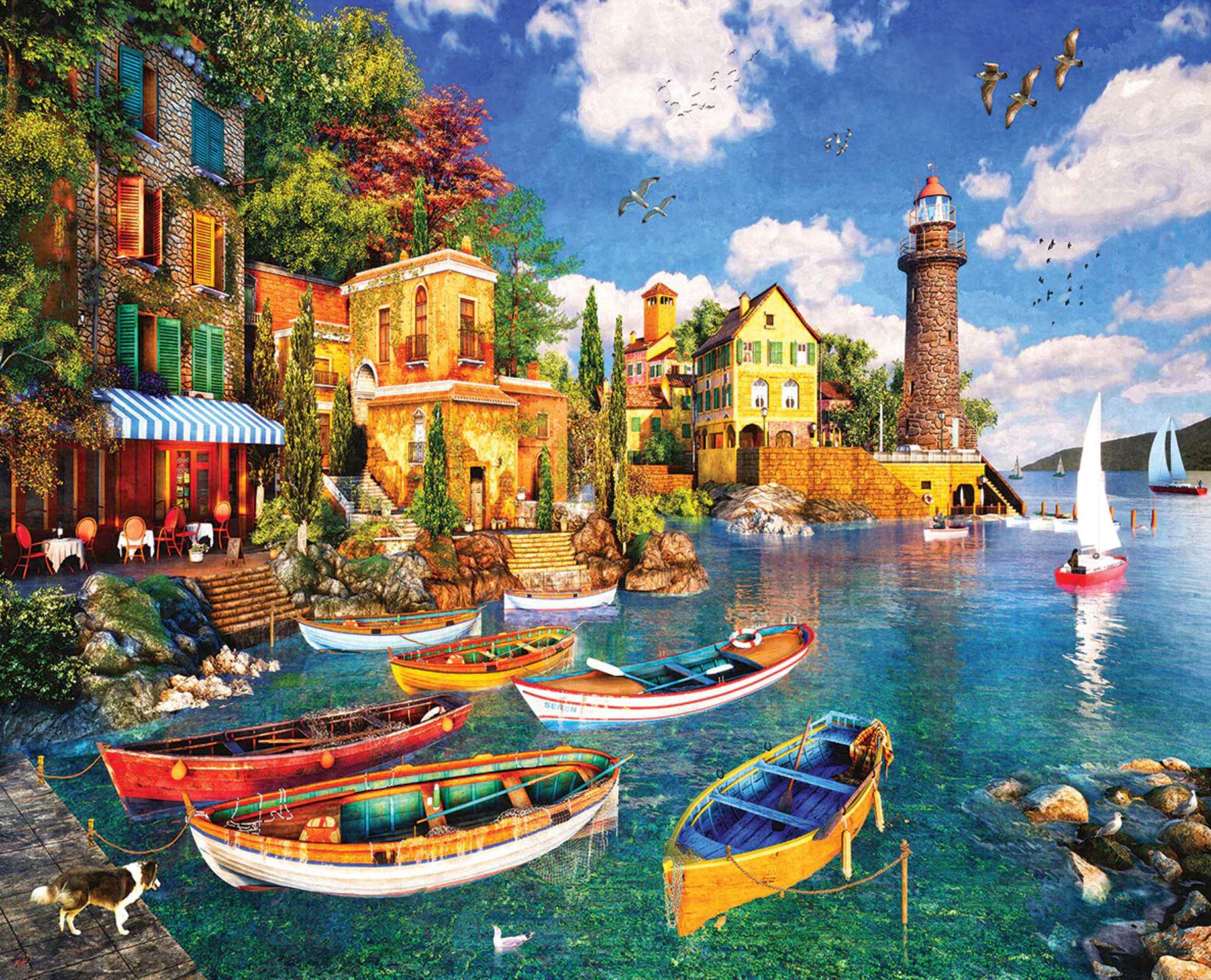 White Mountain Jigsaw Puzzle | Mediterranean Harbor 1000 Piece