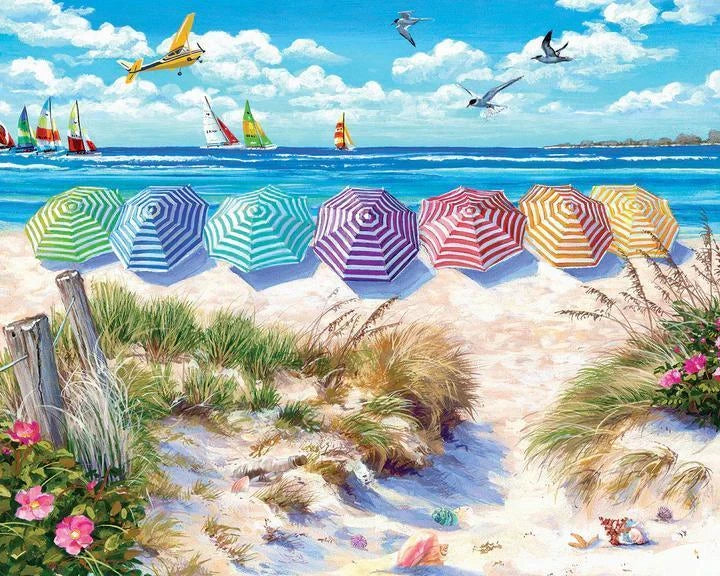 White Mountain  Jigsaw Puzzle | Rainbow Umbrellas White Mountain  Jigsaw Puzzle | Rainbow Umbrellas