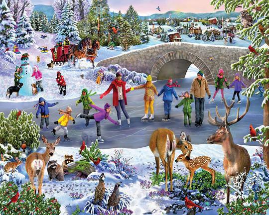 White Mountain  Jigsaw Puzzle | Skating Pond - Seek & Find White Mountain  Jigsaw Puzzle | Skating Pond - Seek & Find