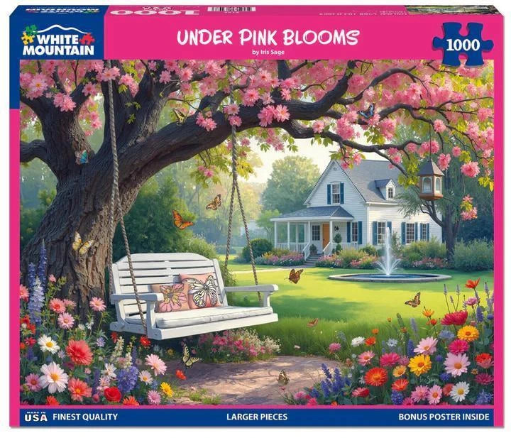 White Mountain  Jigsaw Puzzle | Under Pink Blooms White Mountain  Jigsaw Puzzle | Under Pink Blooms