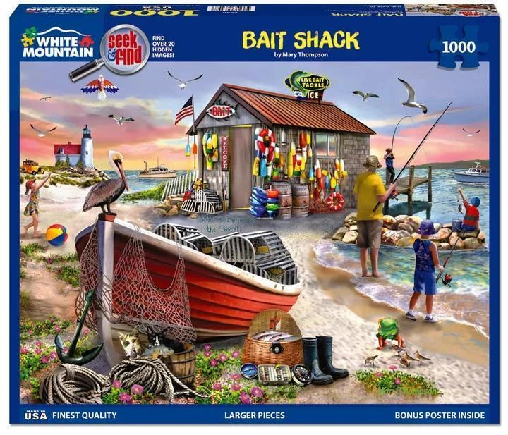 White Mountain Puzzle | Bait Shack Seek & Find (2238pz) - 1000 Piece Jigsaw Puzzle White Mountain Puzzle | Bait Shack Seek & Find (2238pz) - 1000 Piece Jigsaw Puzzle