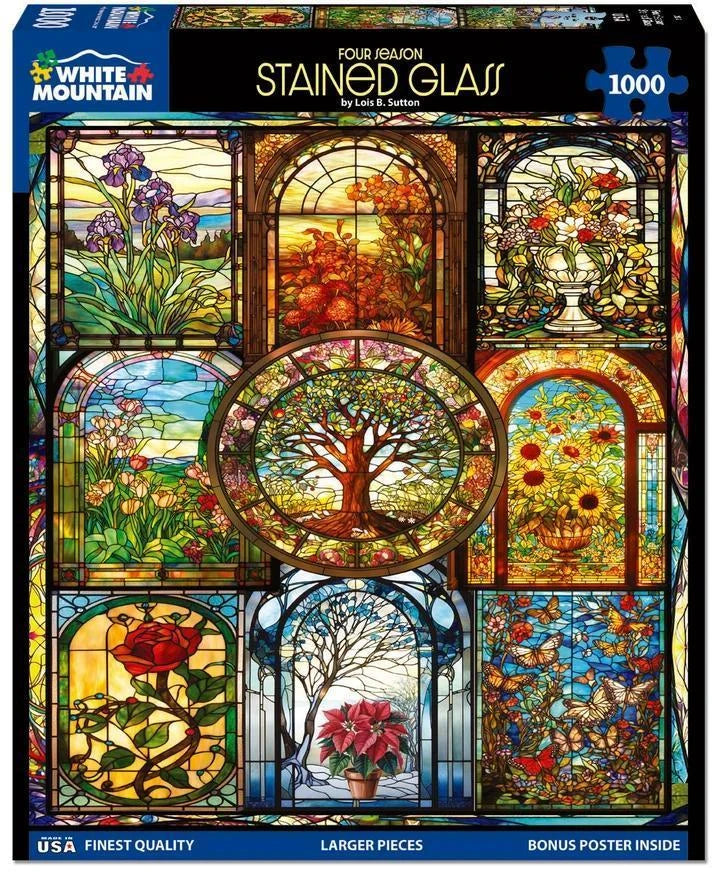 White Mountain Puzzle | Four Season Stained Glass (2139pz) - 1000 Piece Jigsaw Puzzle White Mountain Puzzle | Four Season Stained Glass (2139pz) - 1000 Piece Jigsaw Puzzle