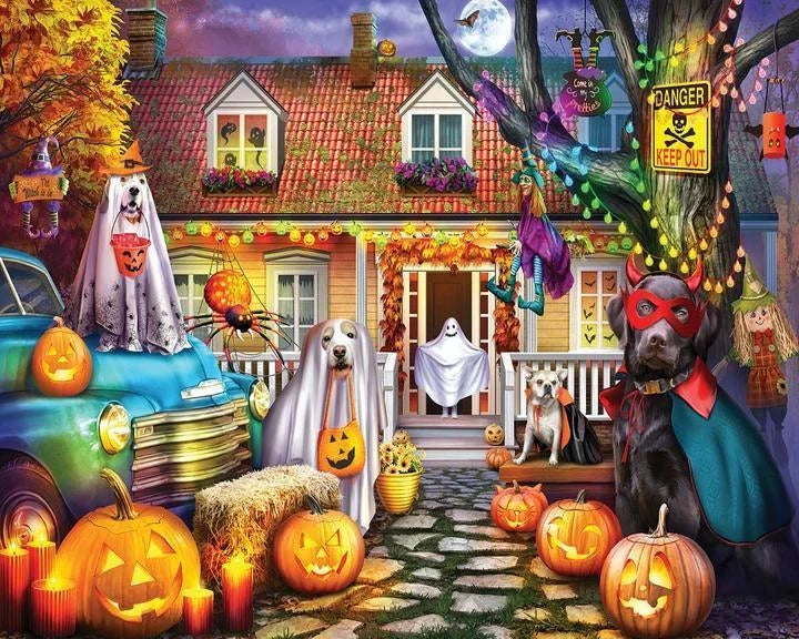 White Mountain Puzzle | Halloween Dog House (2063pz) - 1000 Piece Jigsaw Puzzle White Mountain Puzzle | Halloween Dog House (2063pz) - 1000 Piece Jigsaw Puzzle