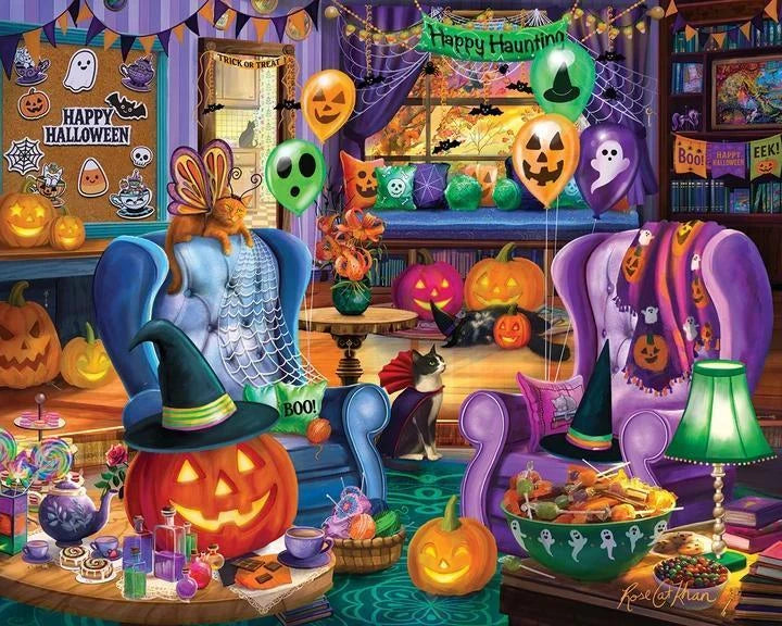 White Mountain Puzzle | Halloween Library (2125pz) - 1000 Piece Jigsaw Puzzle White Mountain Puzzle | Halloween Library (2125pz) - 1000 Piece Jigsaw Puzzle