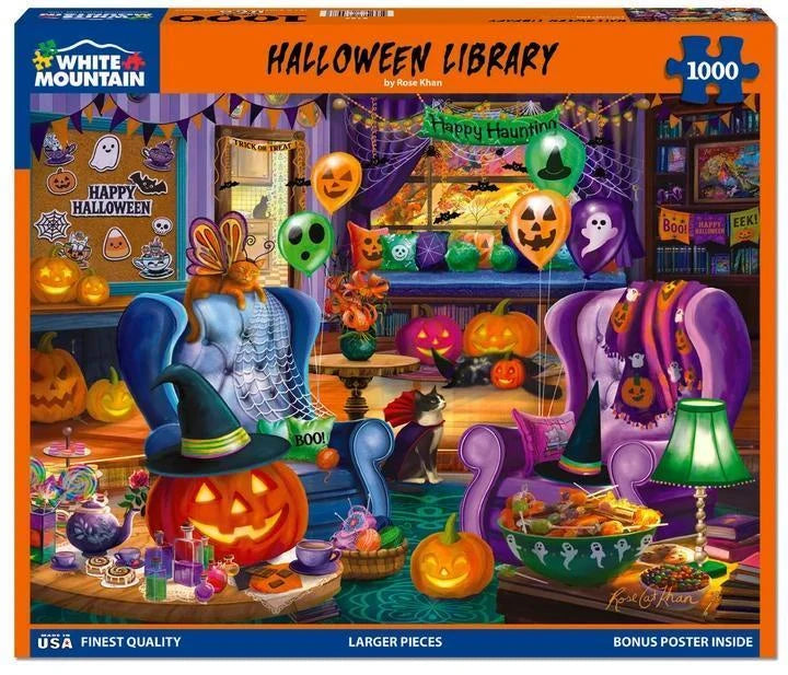 White Mountain Puzzle | Halloween Library (2125pz) - 1000 Piece Jigsaw Puzzle White Mountain Puzzle | Halloween Library (2125pz) - 1000 Piece Jigsaw Puzzle