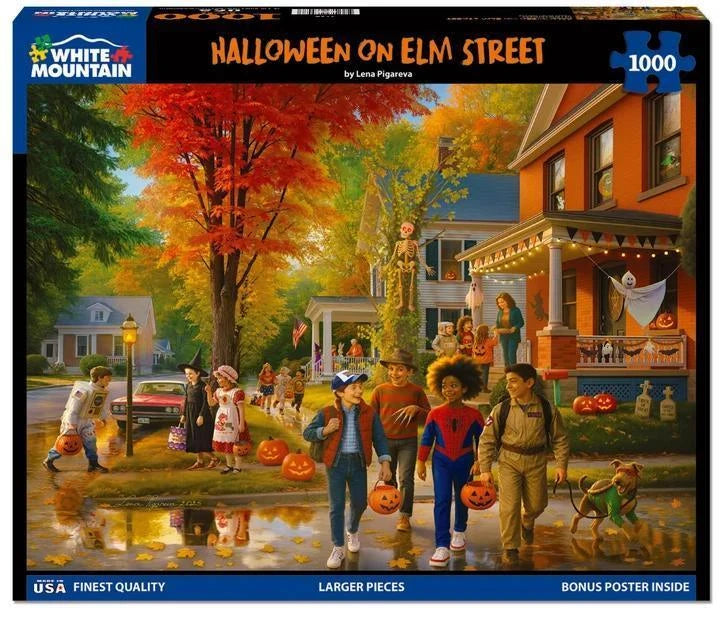 White Mountain Puzzle | Halloween On Elm Street (2136pz) - 1000 Piece Jigsaw Puzzle White Mountain Puzzle | Halloween On Elm Street (2136pz) - 1000 Piece Jigsaw Puzzle