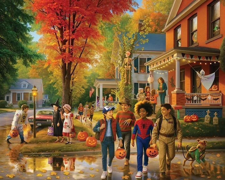 White Mountain Puzzle | Halloween On Elm Street (2136pz) - 1000 Piece Jigsaw Puzzle White Mountain Puzzle | Halloween On Elm Street (2136pz) - 1000 Piece Jigsaw Puzzle