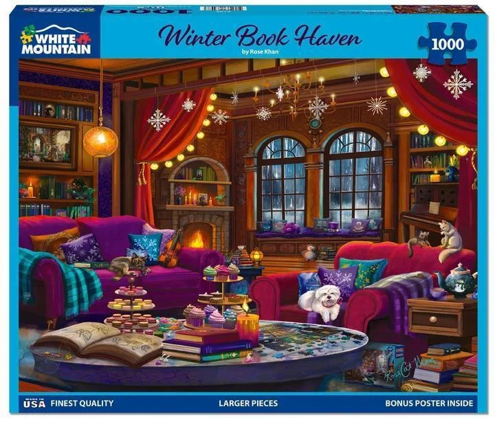 White Mountain Puzzle | Winter Book Haven (2187pz) - 1000 Piece Jigsaw Puzzle White Mountain Puzzle | Winter Book Haven (2187pz) - 1000 Piece Jigsaw Puzzle