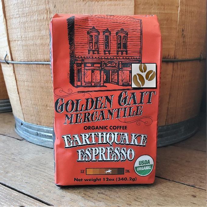 Golden Gait Mercantile Organic Coffee | Earthquake Espresso Whole Bean Golden Gait Mercantile Organic Coffee | Earthquake Espresso