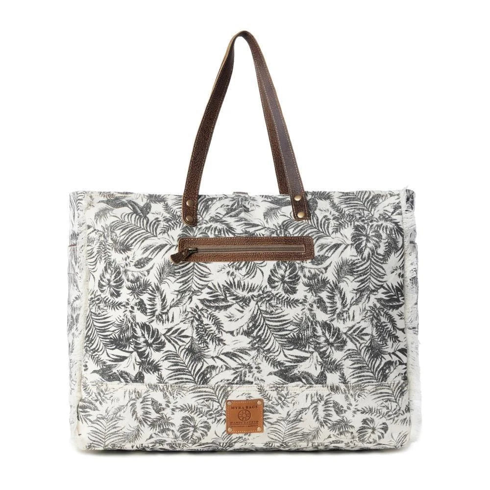 Wildfern Hide Western Weekender Bag for Women in ivory with hairon detail Wildfern Hide Western Weekender Bag for Women in ivory with hairon detail