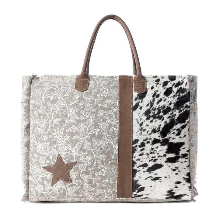 Wildstar Pony Western Weekender Bag for Women in white with hairon detail Wildstar Pony Western Weekender Bag for Women in white with hairon detail