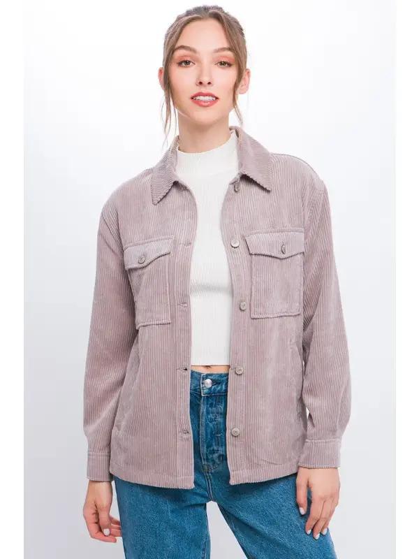 Women's Corduroy Button Down Jacket | Grey