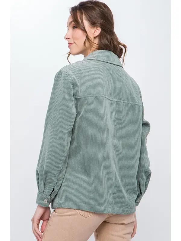 Women's Corduroy Button Down Jacket | Mint Stone