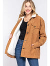 Women's Faux Fur Lined Corduroy Jacket | Camel