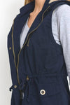 Women's Faux Fur Lined Hooded Twill Vest | Navy