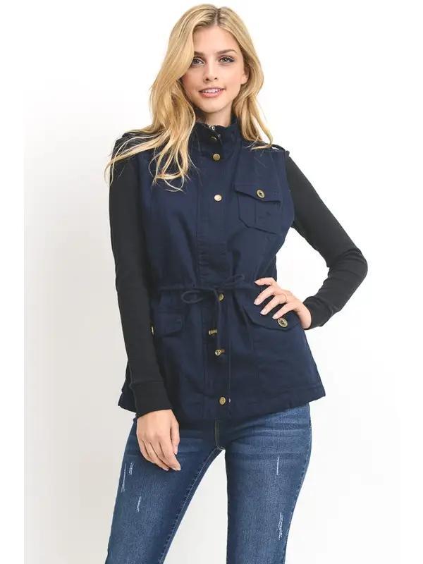 Women's Faux Fur Lined Utility Vest | Navy
