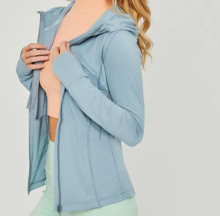 Women's Knit Solid Long Sleeve Performance Jacket | Mint Blue