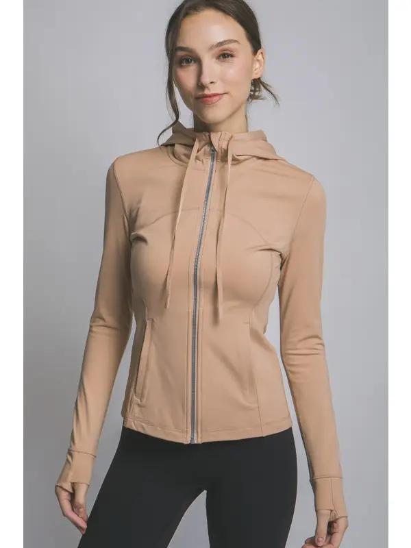 Women's Knit Solid Long Sleeve Performance Jacket | Taupe