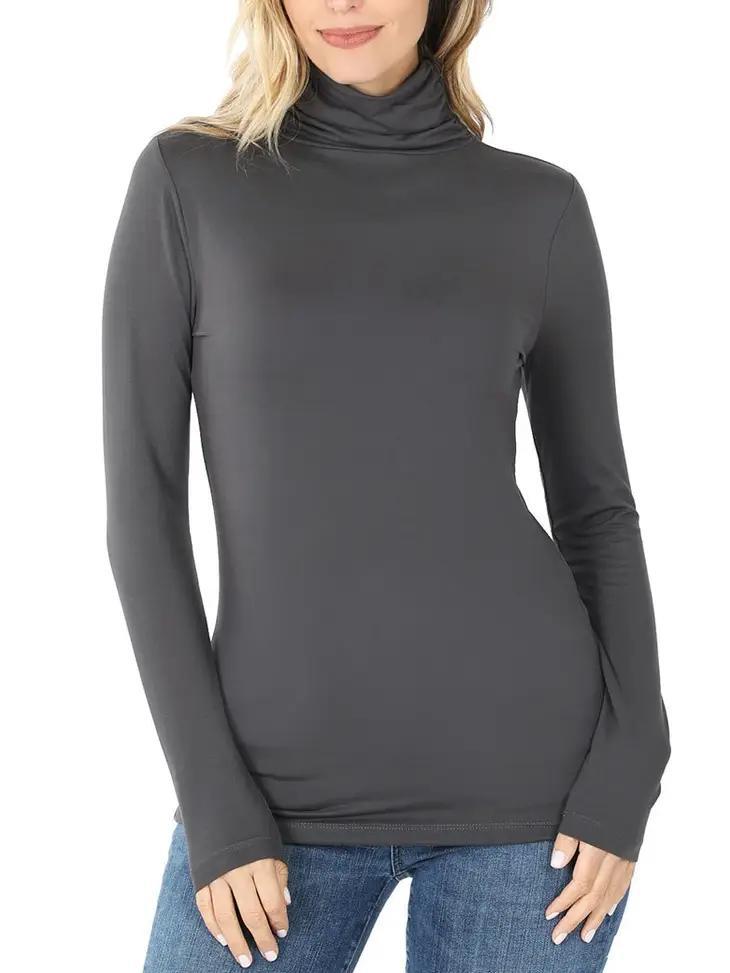 Women's Premium Microfiber Mock Neck Top | Ash Grey