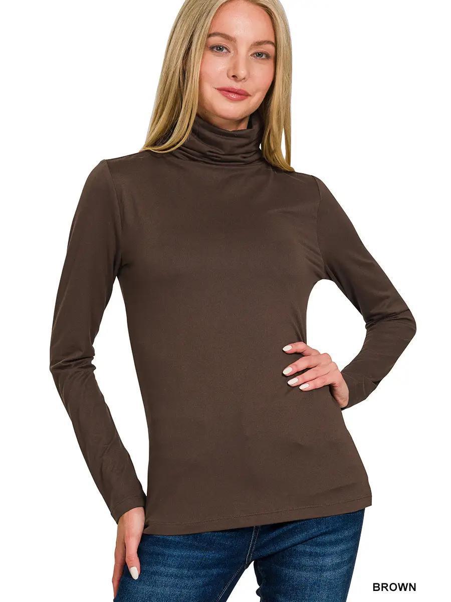 Women's Premium Microfiber Mock Neck Top | Brown Women's Premium Microfiber Mock Neck Top | Brown