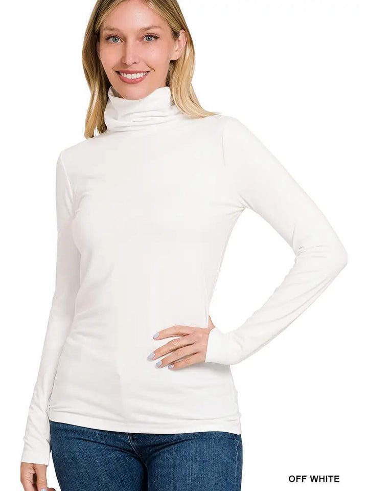 Women's Premium Microfiber Mock Neck Top | Off White