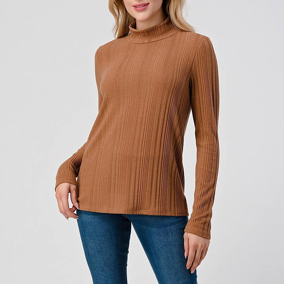 Women's Relax Fit Mock Neck Top | Rust Women's Relax Fit Mock Neck Top | Rust