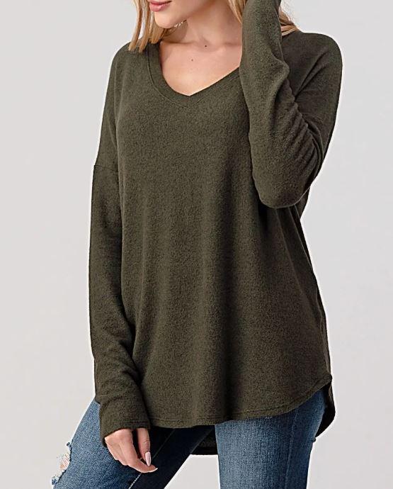 Women's V-Neck Drop Shoulder Top