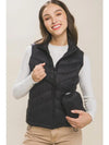 Women's Zip Up Puffer Vest with Storage Pouch | Black