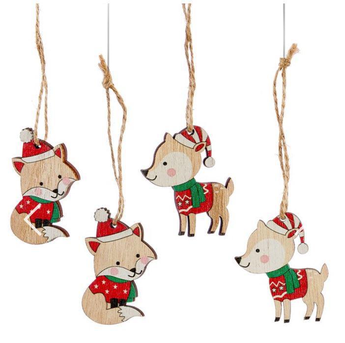 Wood Christmas Ornament Set Of 8
