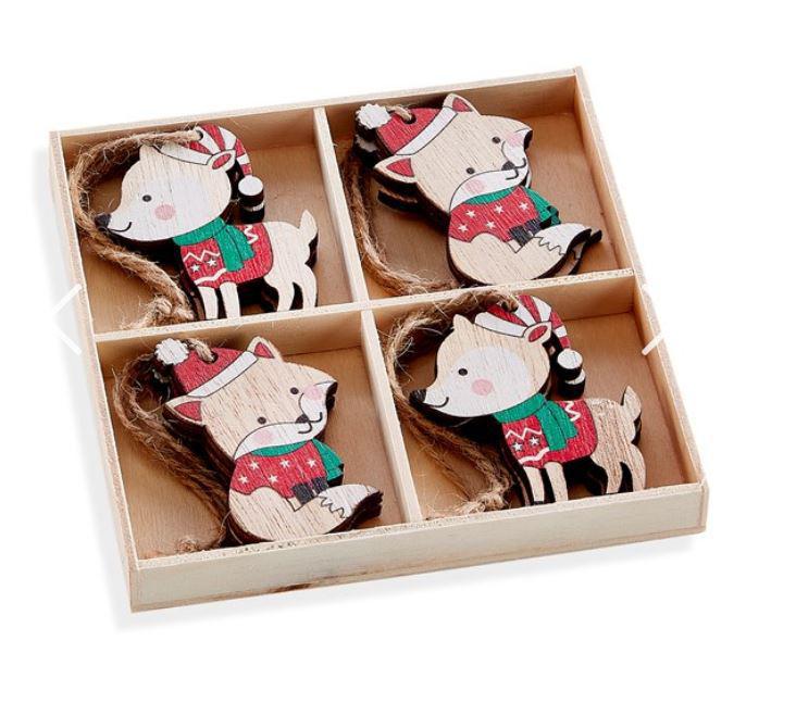Wood Christmas Ornament Set Of 8