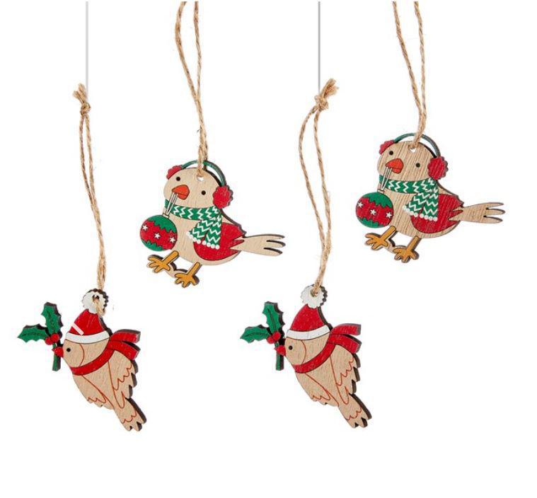 Wood Christmas Ornament Set Of 8