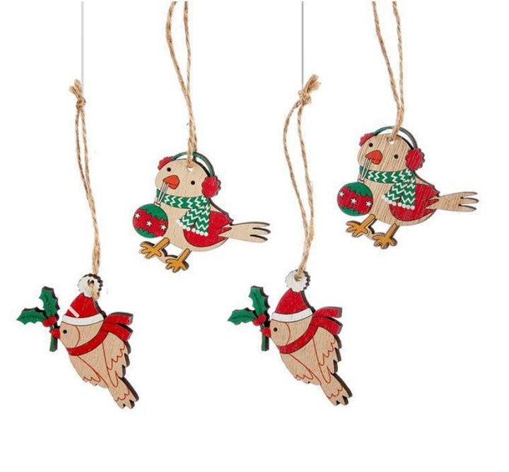 Wood Christmas Ornament Set Of 8