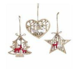Wood Ornament with Reindeers