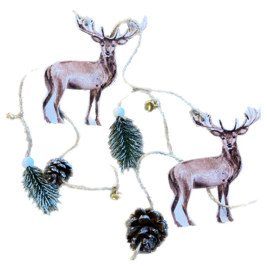 Wood Reindeer Christmas Garland