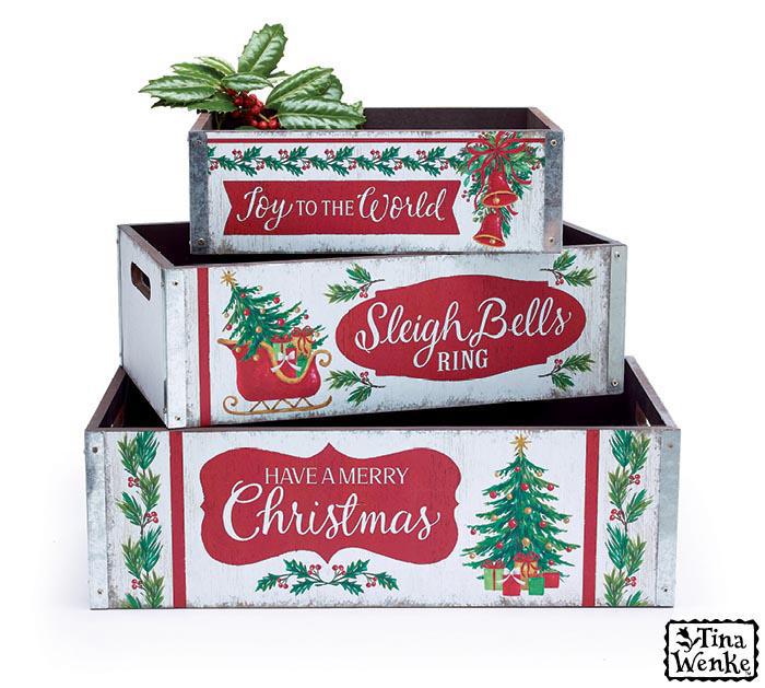 Wooden Christmas Greetings Crate Wooden Christmas Greetings Crate