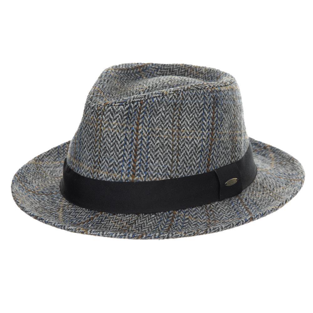 Wool Blend Fedora with 2 1/4" Brim Grosgrain Band, Crosspiece Stitched Twill Sweatband Wool Blend Fedora with 2 1/4" Brim Grosgrain Band, Crosspiece Stitched Twill Sweatband