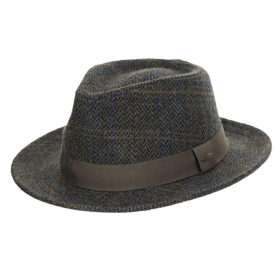 Wool Blend Fedora with 2 1/4" Brim Grosgrain Band, Crosspiece Stitched Twill Sweatband Wool Blend Fedora with 2 1/4" Brim Grosgrain Band, Crosspiece Stitched Twill Sweatband