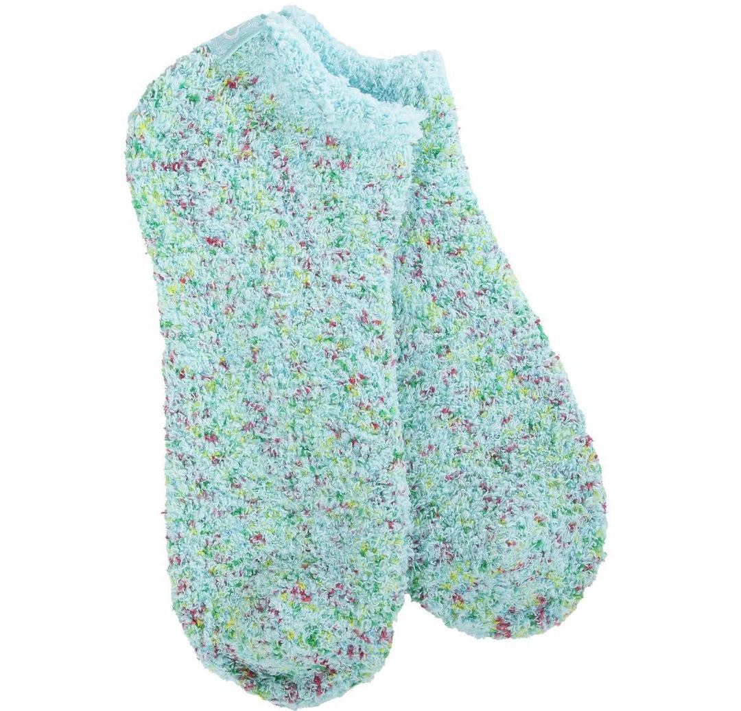 World's Softest® Socks Cozy Low | Aqua Blue Confetti