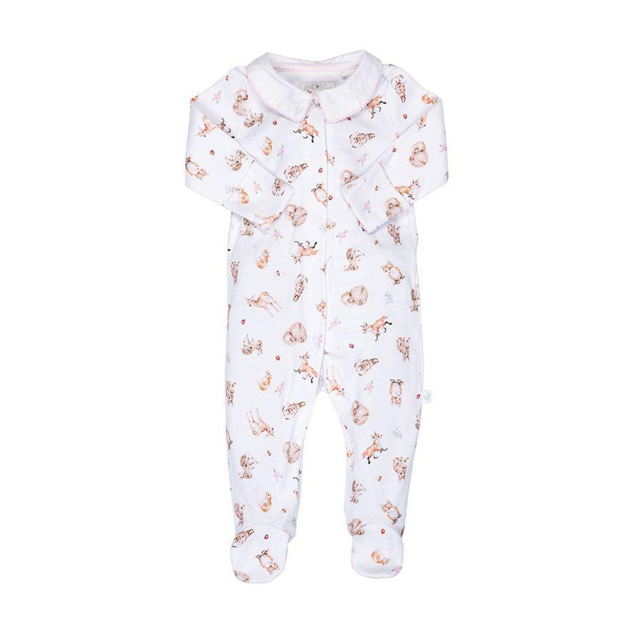 Wrendale Baby Patterned Sleepsuit | Little Forest Animals