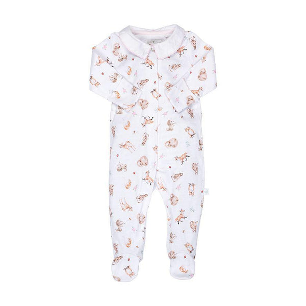 Wrendale Baby Patterned Sleepsuit | Little Forest Animals