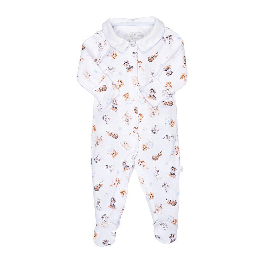 Wrendale Baby Patterned Sleepsuit| Little Paws Dog