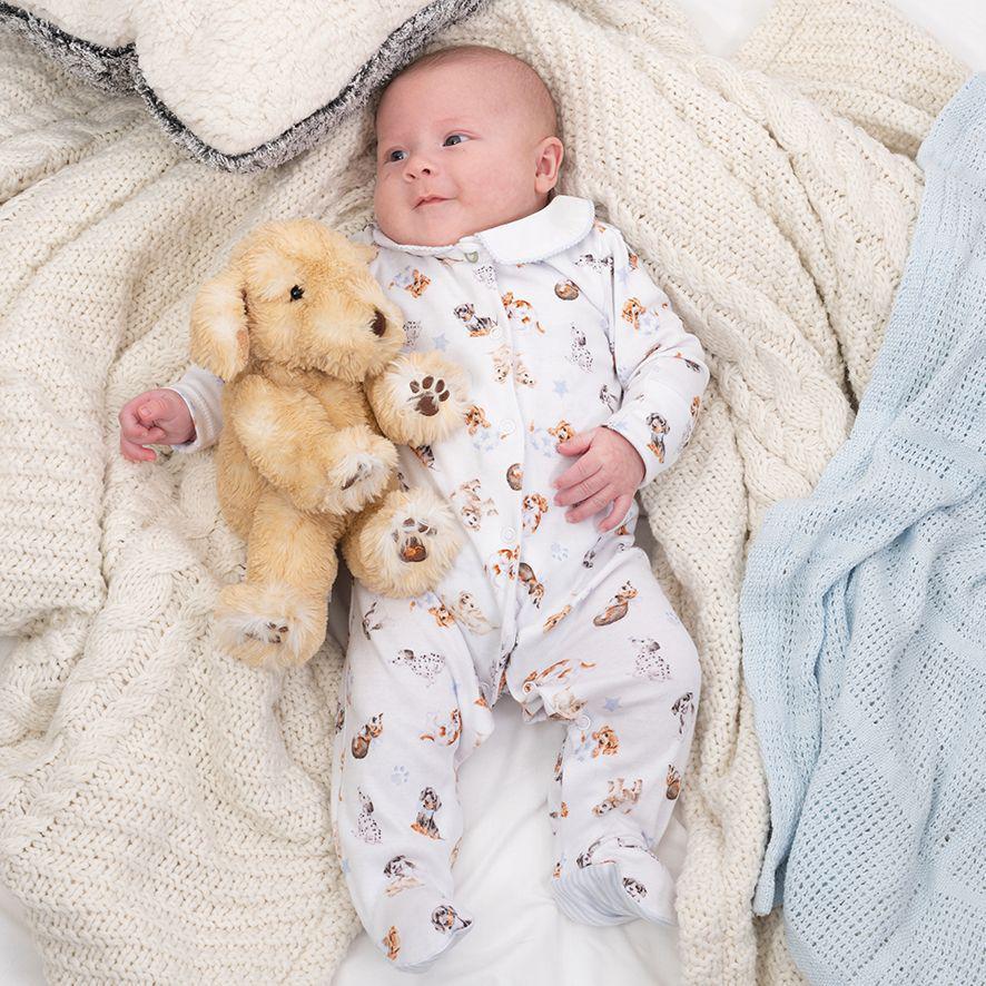 Wrendale Baby Patterned Sleepsuit| Little Paws Dog