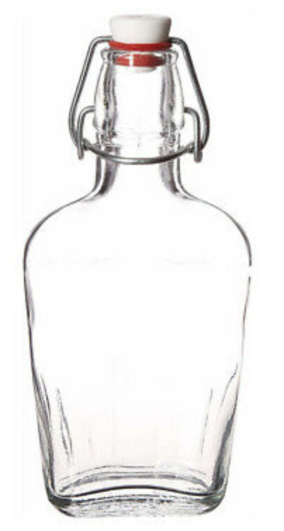 1/2 Liter 17 oz Fiaschetta Glass Pocket Flask with Clip by Bormioli Rocco