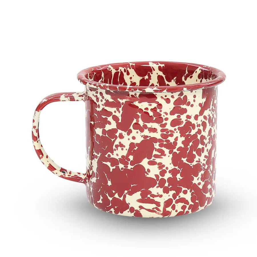 Enamelware Splatter Mug | Burgundy & Cream 12 oz.