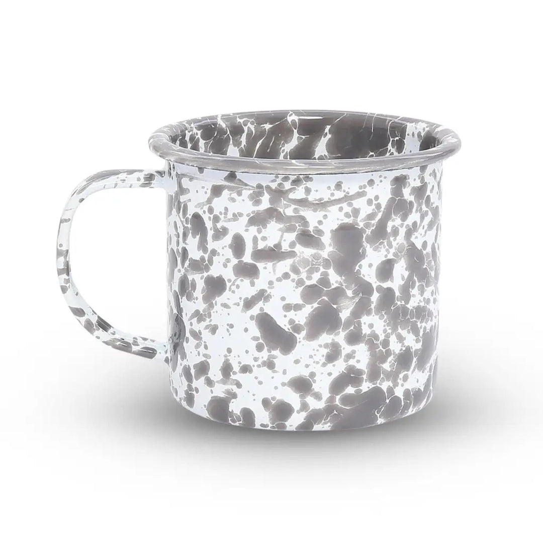 Enamelware Splatter Mug | Grey & White 12 oz.