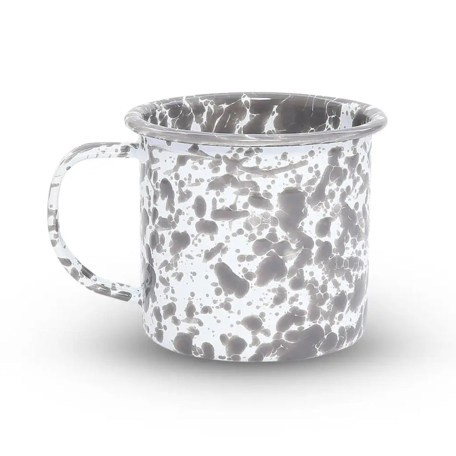 Enamelware Splatter Mug | Grey & White 12 oz.