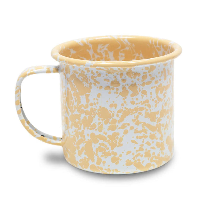 Enamelware Splatter Mug | Yellow & White 12 oz.