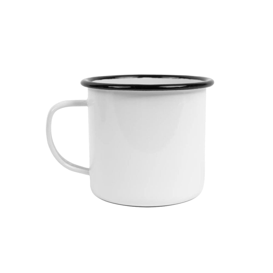 Enamelware Vintage Style Mug | Black Rim 12 oz.