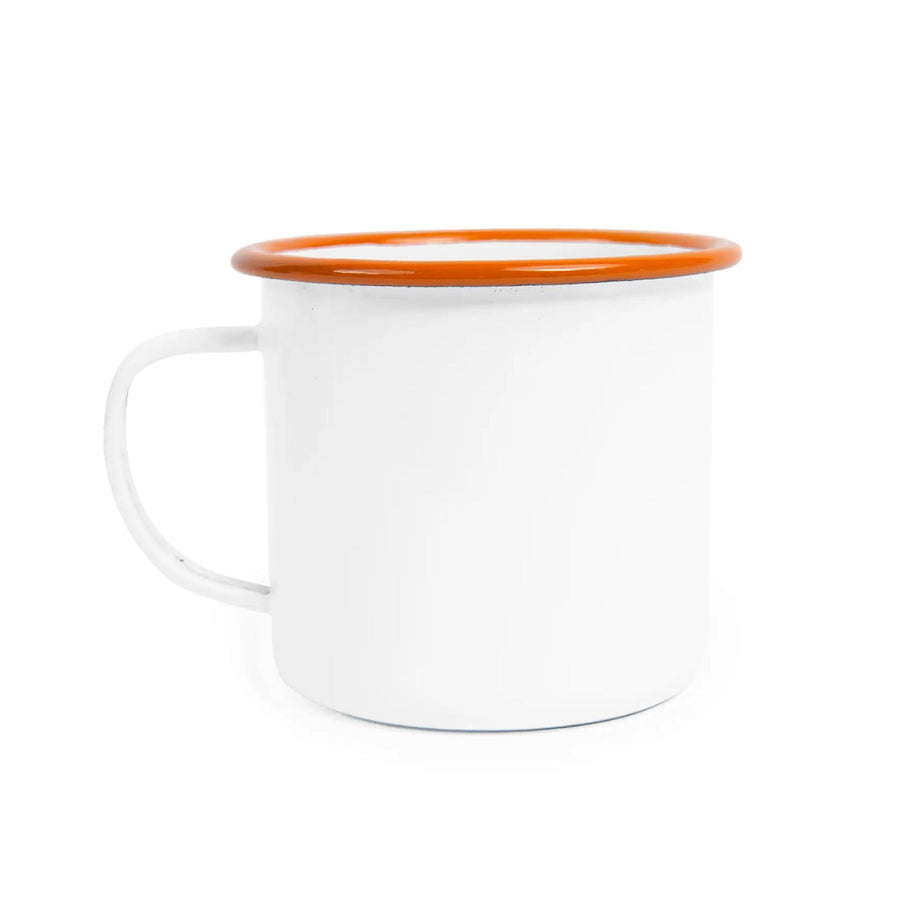 Enamelware Vintage Style Mug | Orange Rim 12 oz.